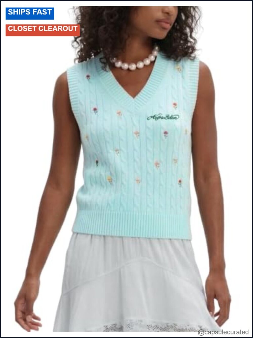 Women's Sweater Vest Y2K Knit Sleeveless Crop Tank Top